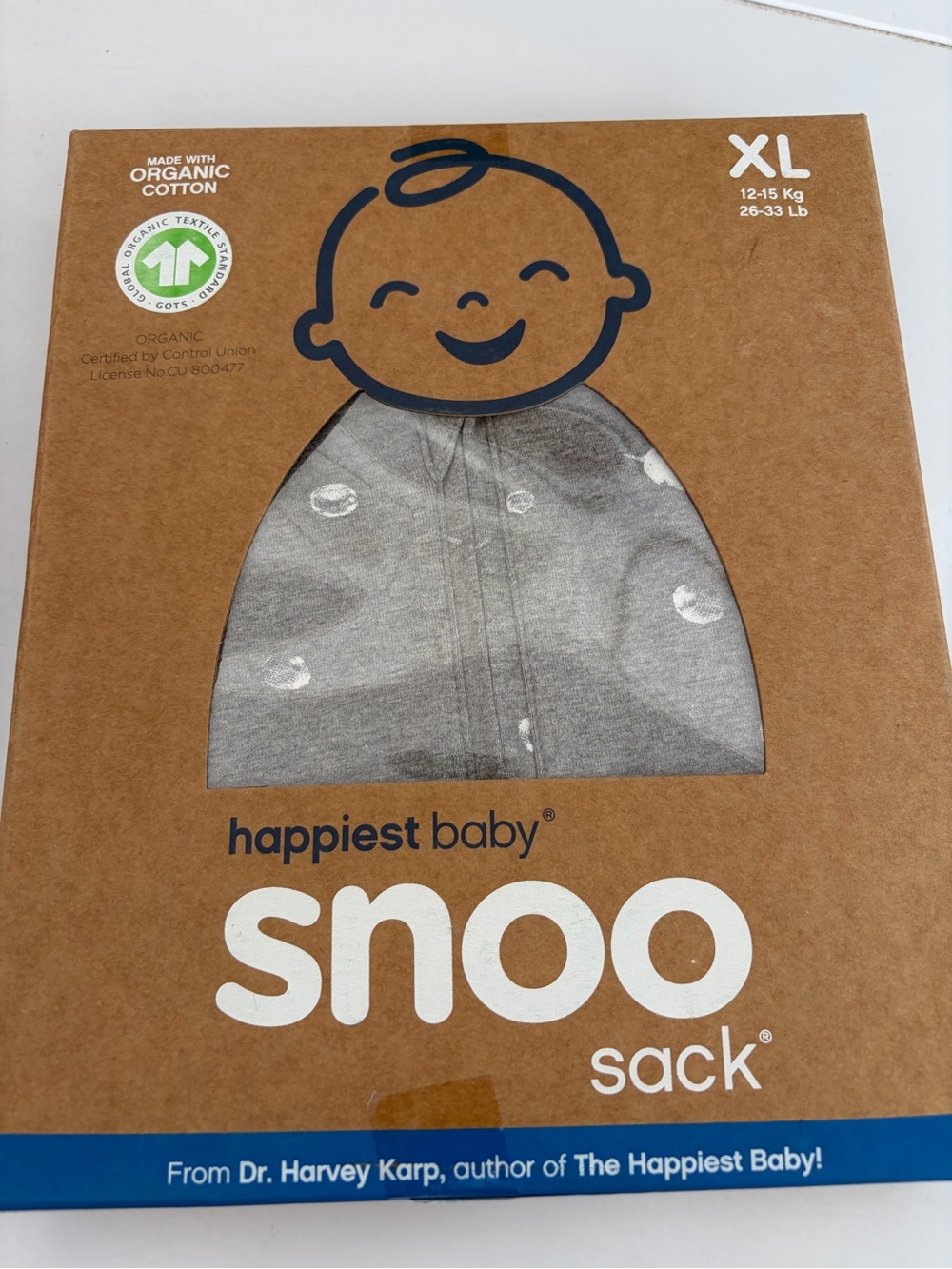 happiest baby snoo sack XL - Gray Organic Cotton & Dr Browns sippy bottles